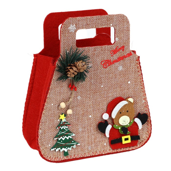 Пакет подарочный красный/бежевый 17.5x8.5x19.5см (99411-1) ТМ Global Christmas