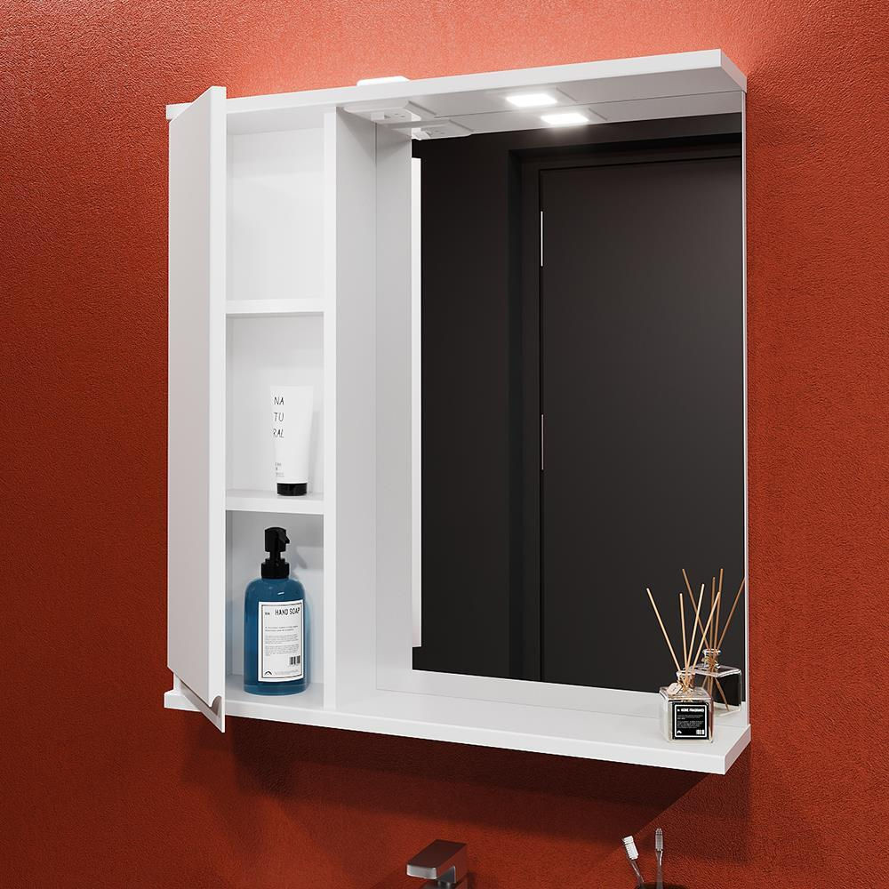 Шкаф-Зеркало для ванной Bayro Studio 600x750 левый белый мат