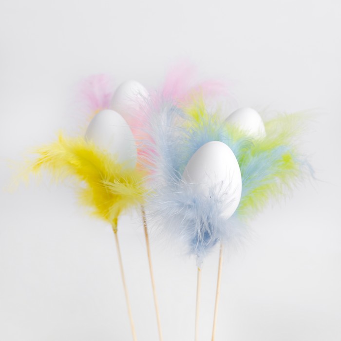Пасхальные яйца На палочке (набор) с перьями, Разл/Цвета, 230-0323 GLOBAL EASTER