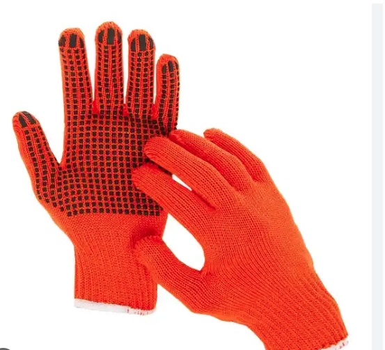 Перчатки рабочие х/б с ПВХ точкой (оранж) 39гр (12/600шт)