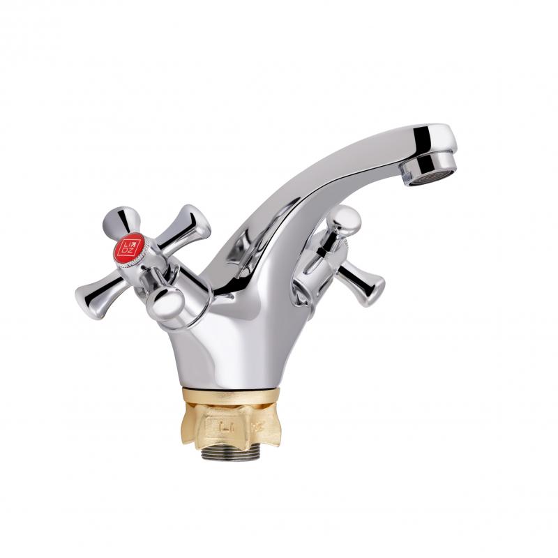 Смеситель двуручный, Цинк, для умывальника, (CRM) Lamb 161F) ТМ Lidz