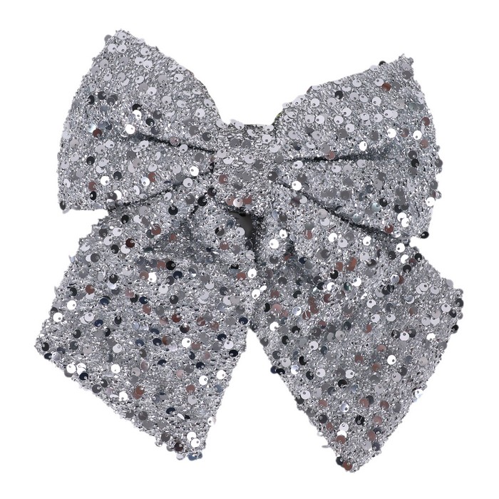 Бант декоративный серебристый 25x25cм (HL25W-111-S) ТМ Global Christmas