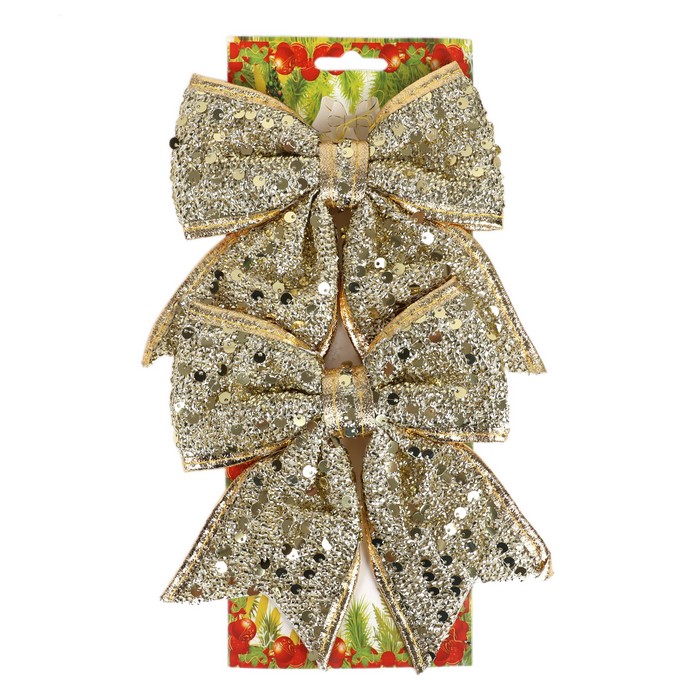 Бант декоративный золото (набор) 2шт х 14см x 16см (HL25W-263-G) ТМ Global Christmas