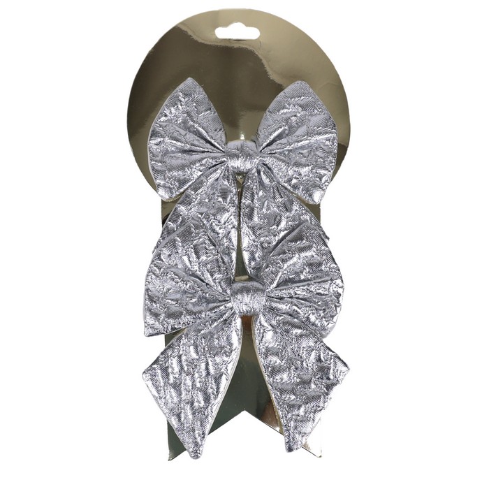 Бант декоративный серебро (набор) 2шт х 12см x 14см (SY24-HDJ-WHN-048) ТМ Global Christmas