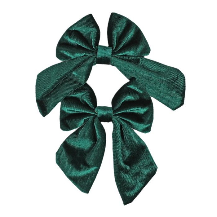 Бант декоративный бархат изумрудно-зеленый 14x18см 2 шт (SY25HDJ-ZH-065) ТМ Global Christmas