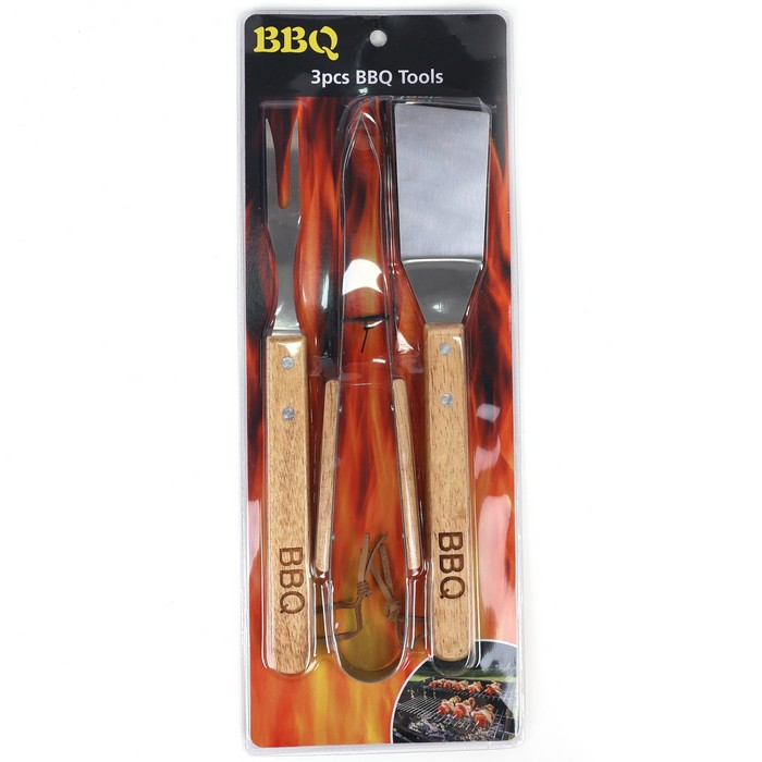 Комплект барбекю, 3 предмета, 33см, дерево/сталь, 5088N, BBQ