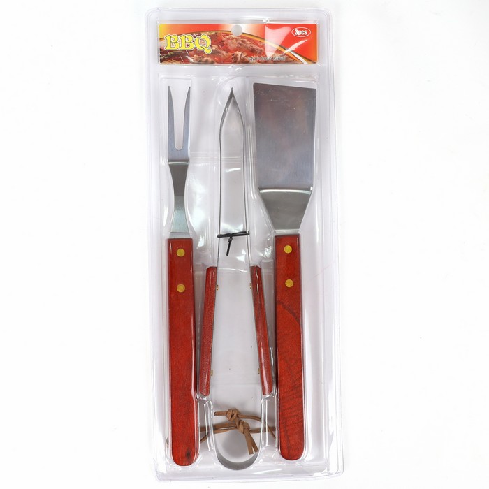 Комплект барбекю, 3 предмета, 33см, дерево/сталь, 5088A, BBQ