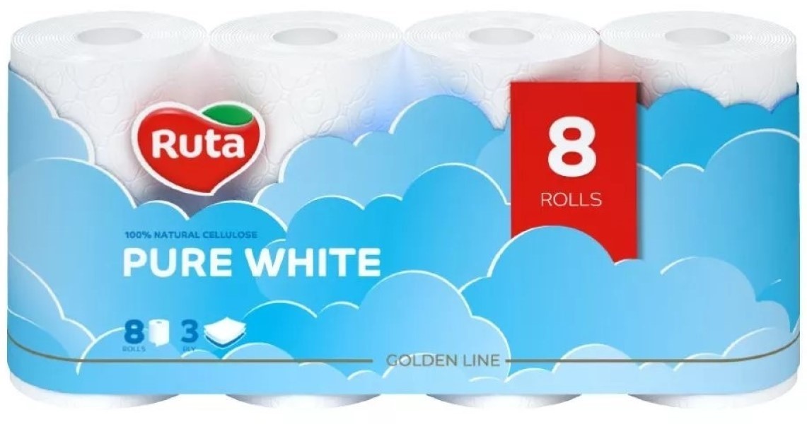 Бумага туал.РУТА Pure White3с8