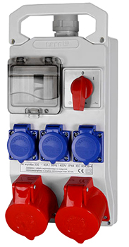 Монтажный набор - окно 4 мод, выкл. 0-1, 32А 3P + N + Z 400V, 16A 3P + N + Z 400V, 3x16A 2P + Z 250V