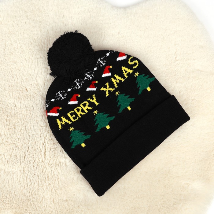 Шапка рождественская текстиль черный (FY-S23021) ТМ Global Christmas