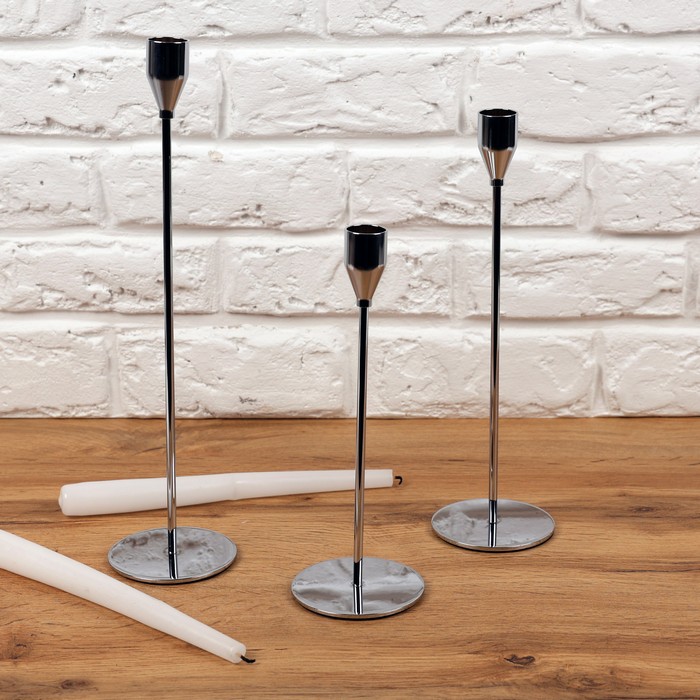 Набор подсвечников металл серебро (3шт) (ZT30113S) ТМ Global decoration