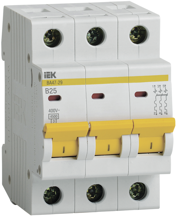 Выключатель автоматический ВА47-29 3Р 25А 4,5кА В IEK