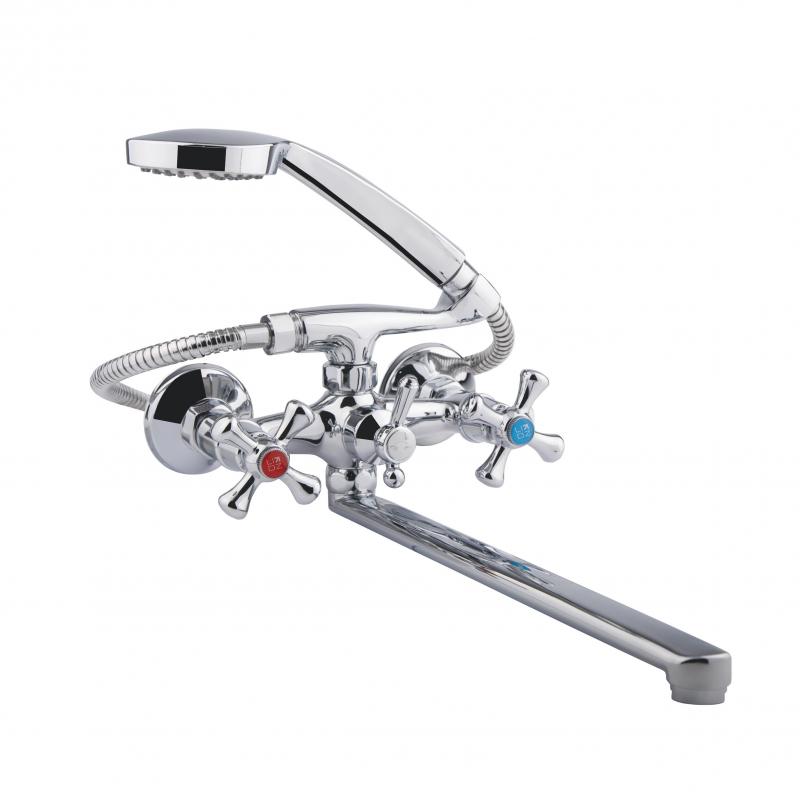 Смеситель двуручный, Цинк, для ванны длинный (CRM Lamb 143) ТМ Lidz