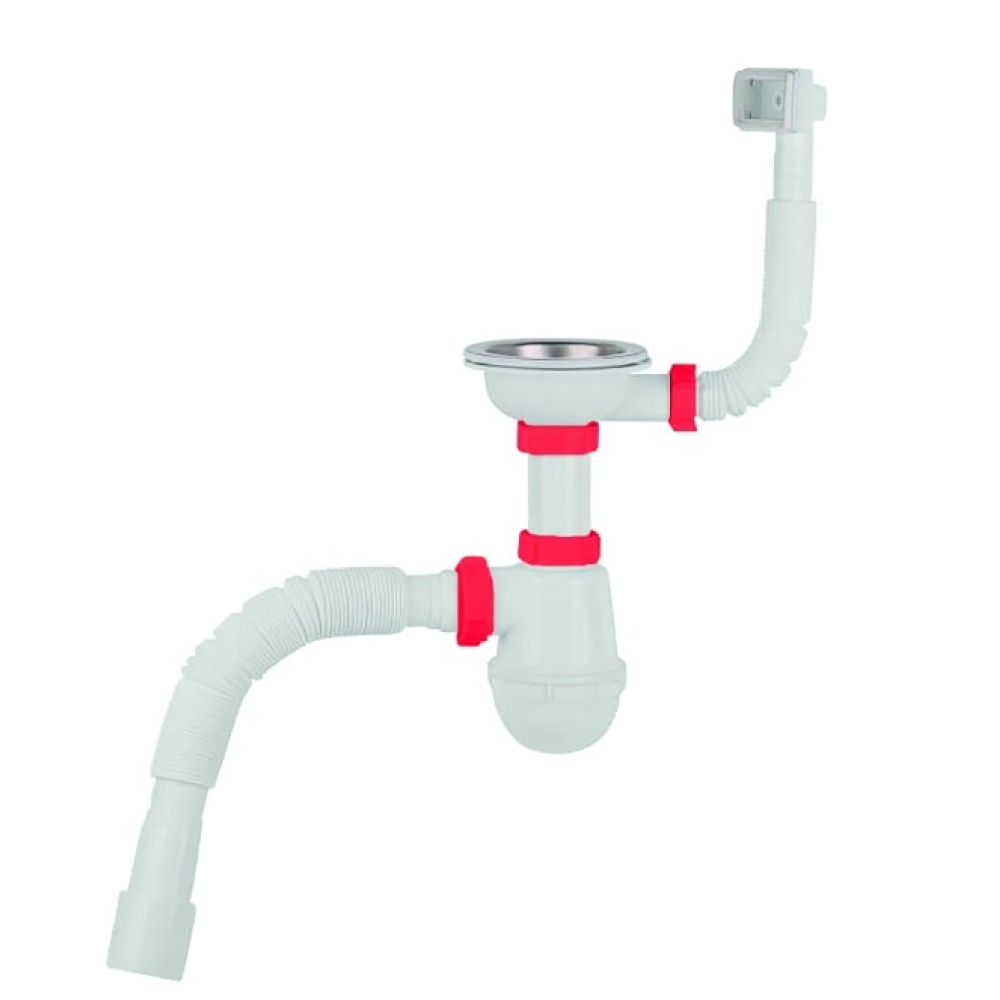 Сифон (Кухня) 3 1/2*40 гибк.труба 40х40/50 с ревиз./выпуском/перел. прям.PM 40 SF 20 05 ТМ PLM