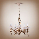 Люстра потолочная СИЦИЛИЯ (5 ламп Е14;40ВТ) Белая структура - золото