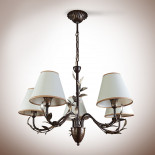 Люстра потолочная ПРАГА (5 ламп Е14;40ВТ) Коричневый матовый - золото