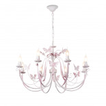 Люстра потолочная ФАРФАЛА (8 ламп Е14;40ВТ) Белый матовый - Розовый