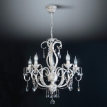 Люстра потолочная МОНИКА crystal (5 ламп Е14;40ВТ) Белый глянец - золото - патина