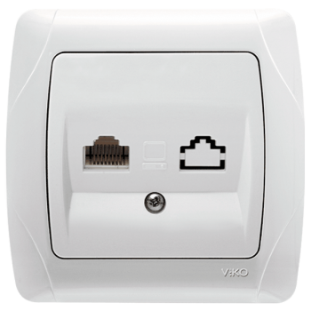 Розетка компьютерная RJ45 Cat5e белая Carmen (уп.-12шт) TM VIKO