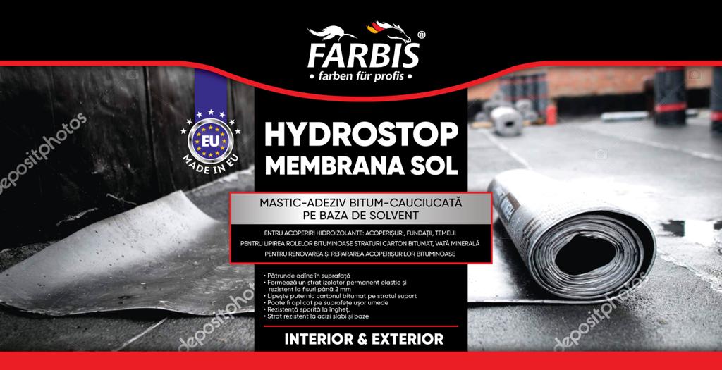 Битумно-каучуковая мастика на основе растворителяHydrostop Membrana Sol 10 кг.