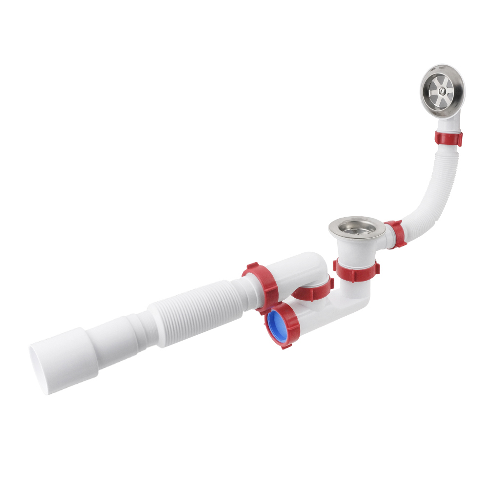 Сифон (Ванна) гибкая труба 40х40/50 70мм ревизия без перелива (50шт/уп) PM 40 SF 40 02 ТМ PLM