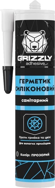 Герметик силиконовый санитарный TM GRIZZLY 50гр (Прозрачный) уп.12шт.