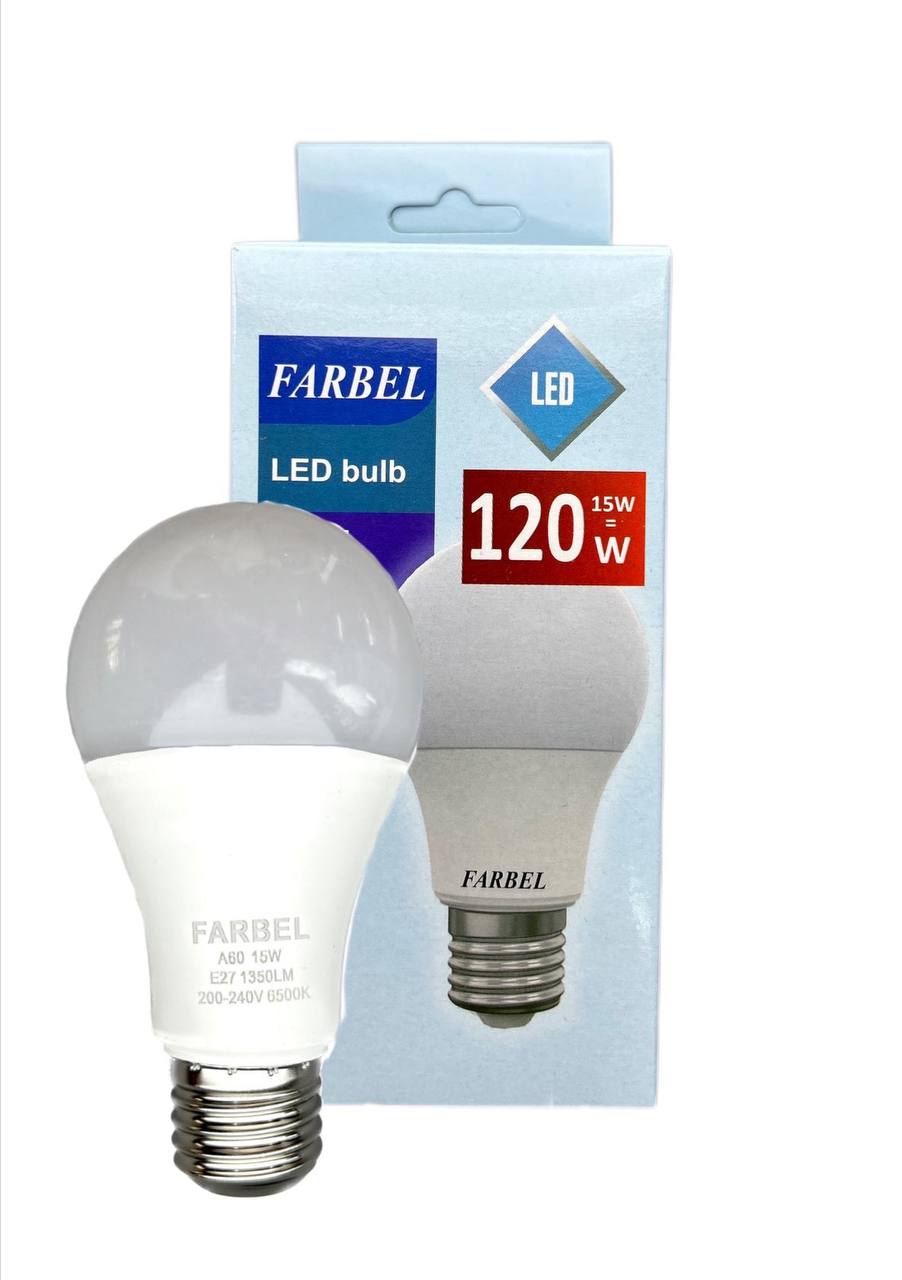 Лампа светодиодная A60 -15 Вт 6500K E27 1350Lm 200-240V/10/100 TM FARBEL