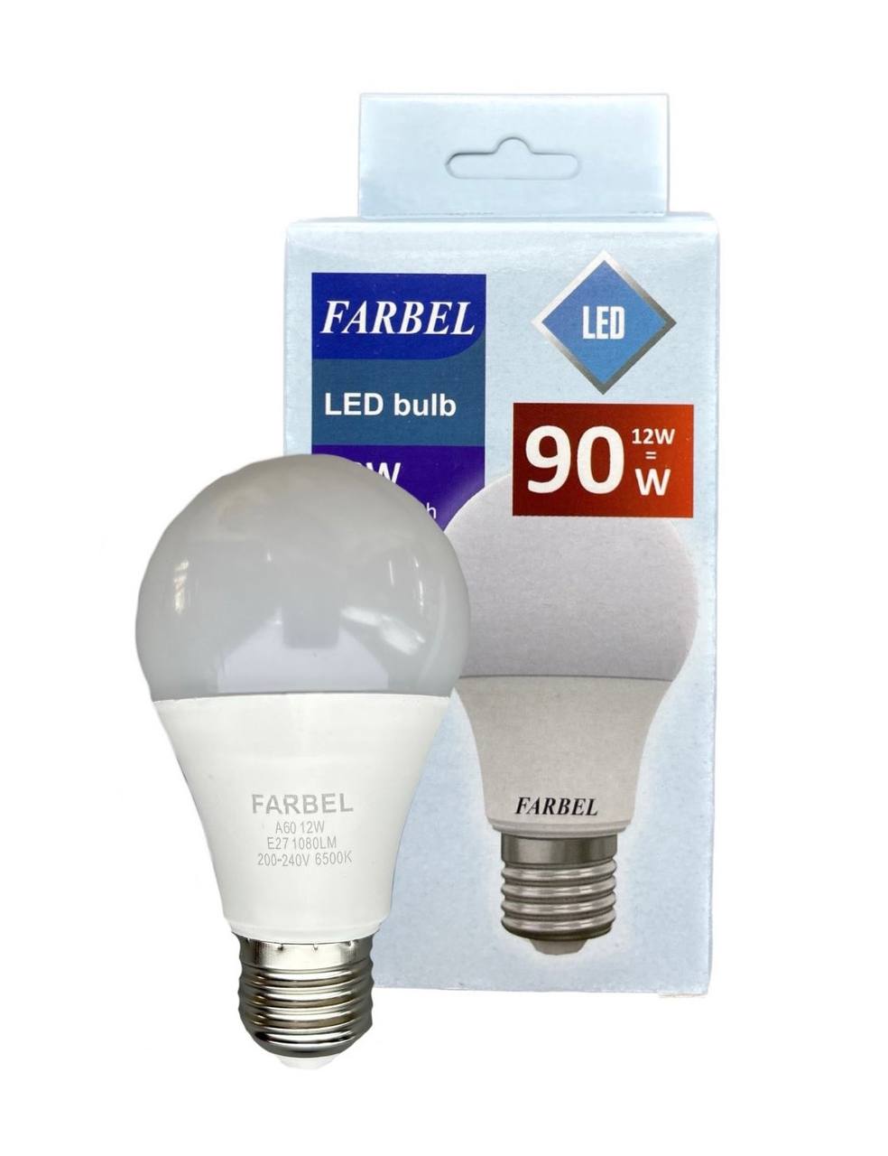 Лампа светодиодная A60 -12 Вт 6500K E27 1080Lm 200-240V/10/100 TM FARBEL