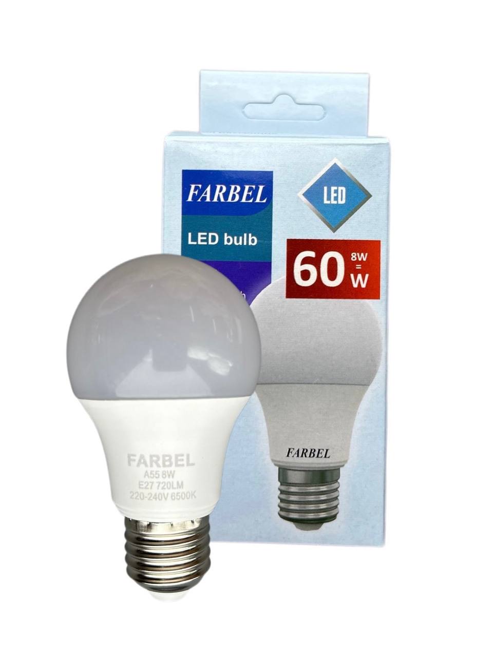 Лампа светодиодная A55 - 8 Вт 6500K E27 720Lm 200-240V/10/100 TM FARBEL