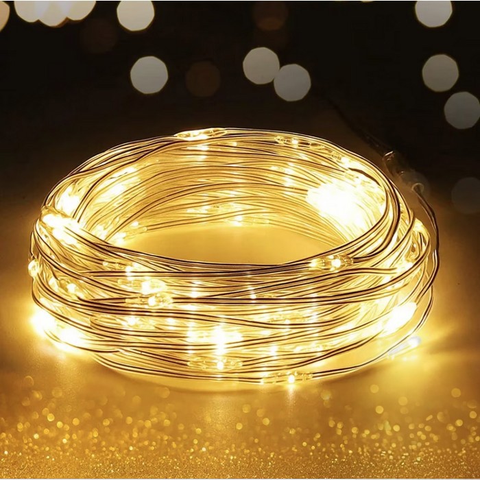 Гирлянда светодиодная - свет теплый, на батарейках,10м (6361-338WW) ТМ Global Christmas