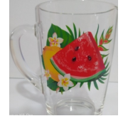 Кружка стеклянная Капучино 300мл Тропические фрукты.