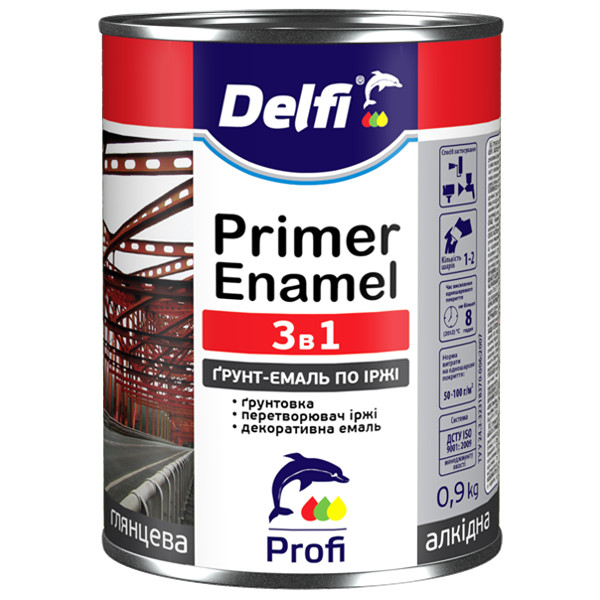 Грунт-эмаль по ржавчине 3 в 1 TM DELFI, серая/ 2,8кг