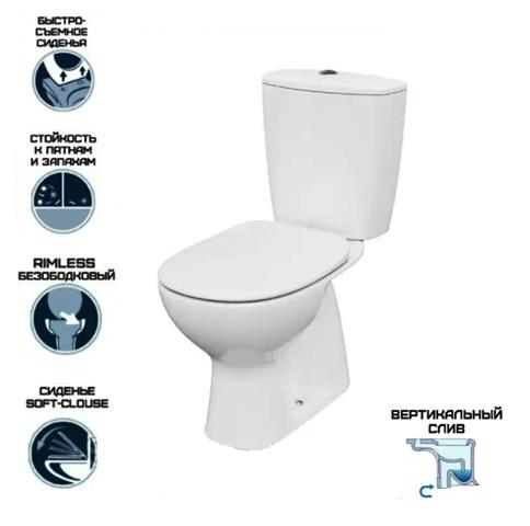 Унитаз компакт Артеко Слим Clean On 3/5л нижнее/дюр. ТМ CERSANIT