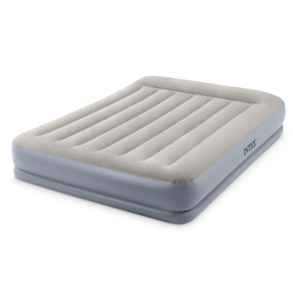 INTEX Надувной матрас “Velur MID-Rise Air” 152x203x30 см с подголовником и встр.насос 220В, до 272 к