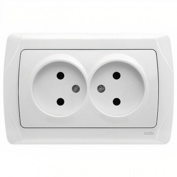 Розетка 2 гнезда с заземлением белая Carmen (уп.-10шт) TM VIKO