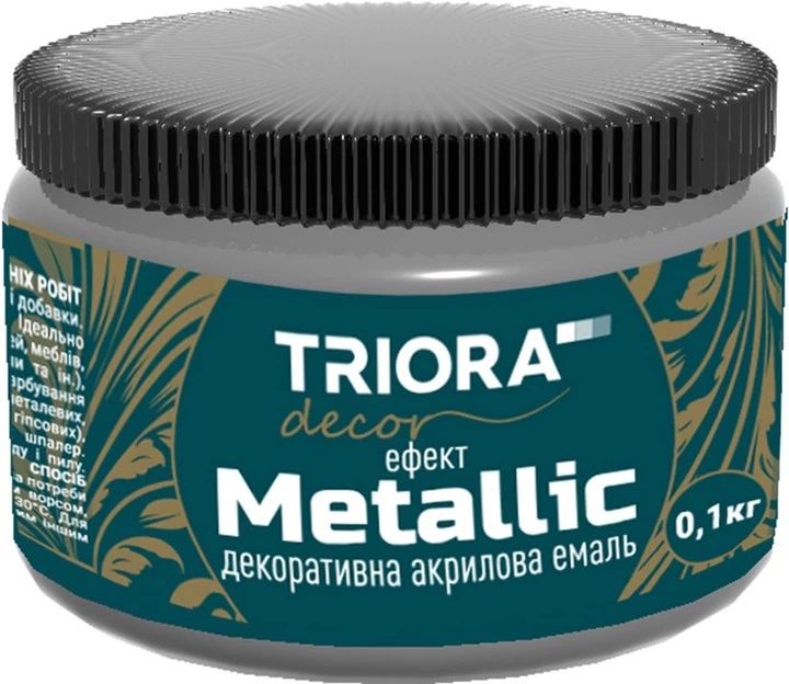 Эмаль декоративная акриловая Темное серебро 0,1кг ТМ «Triora» (уп.16шт)