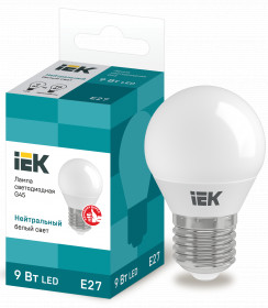 Лампа светодиодная G45 шар 9Вт 230В 4000К E27 IEK