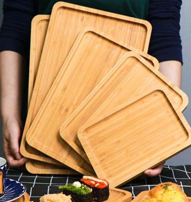 Тарелка бамбуковая кухонная, прямоугольная 28х18х1,8см