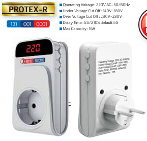 Реле контроля напряжения в розетку 16А c индикацией PROTEX-R TМ HOROZ