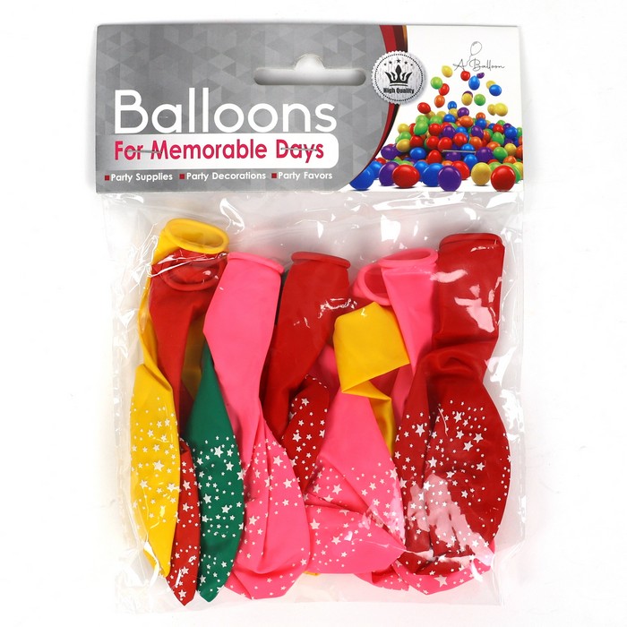 Шарики надувные, Латекс, 10 предметов, 12 inch, 1394-4, GS