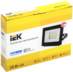 Прожектор светодиодный СДО 06-20 IP65 6500K черный IEK