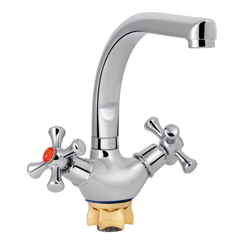 Смеситель двуручный, Цинк, для умывальника (Lamb 276F) ТМ Lidz