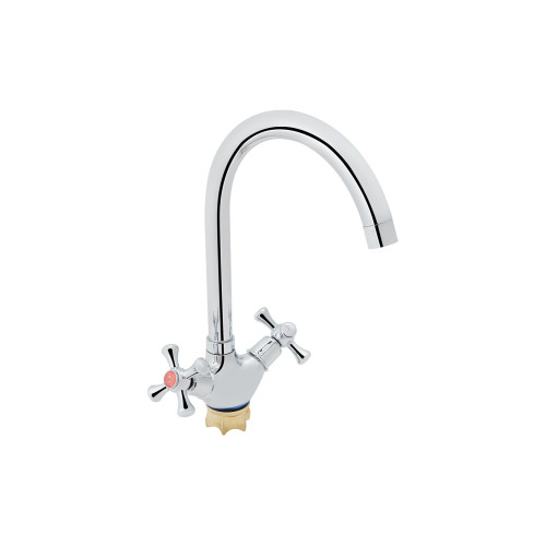 Смеситель двуручный, Цинк, для кухни рефлектор (Lamb 278F) ТМ Lidz