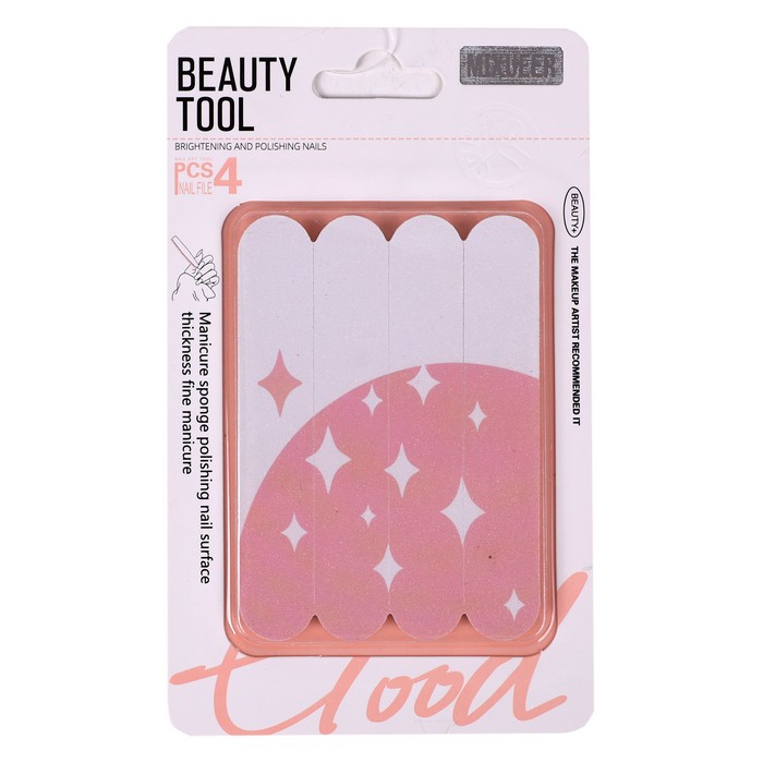 Пилочка д/ногтей, 4 штук, Абраз. волокно, Серый/Розовый, GM-85200, MIXUEER