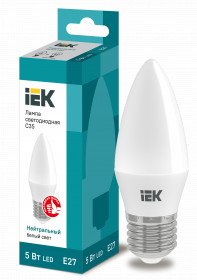 Лампа светодиодная C35 свеча 5Вт 230В 4000К E27 IEK