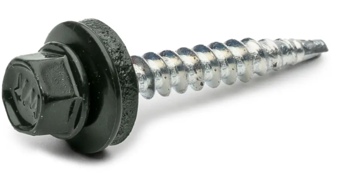 Саморез кровельный по дереву 4,8х35 хромовый зелёный (блистер 20шт) ТМ Wkret-Met