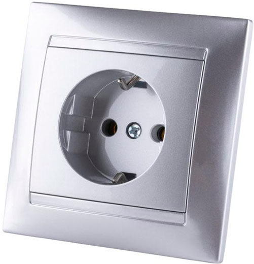 Розетка 2П+З 16А 250В с защ. шт. серебр. металлик Лама TDM