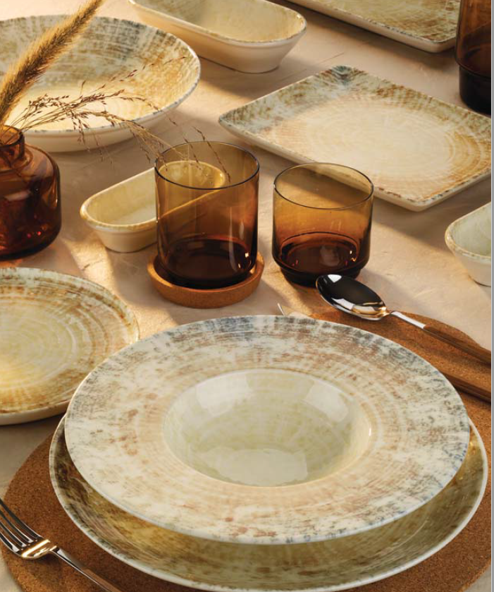 Тарелка плоская круглая без полей 190мм, h26мм, фарфор, коричнево-бежевая BNTS19DU891232