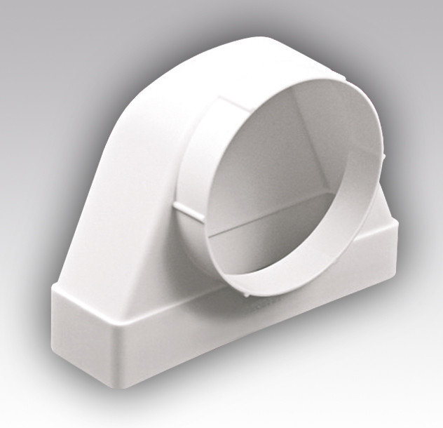 Соединитель угловой 90º пластик, пл.воздуховода с фланцевыми воздухораспределителями, 60х120/D100