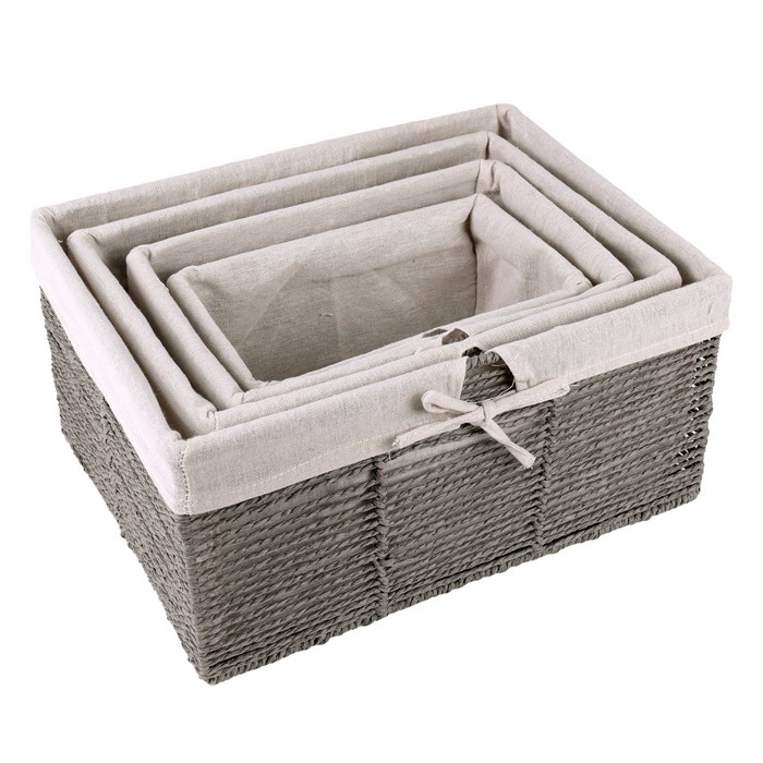 Набор корзин, 4 предметa, Плетеный провод, Текстиль, SY-20, GS